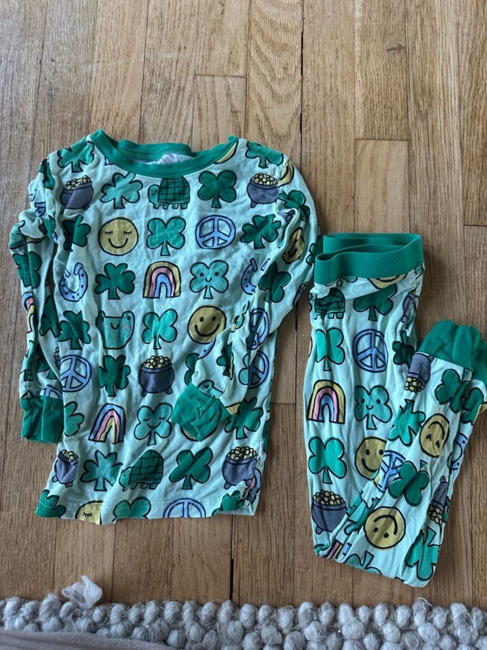Little Sleepies St Patrick’s Day Smiley 4T Long Sleeve/Pants Pajamas